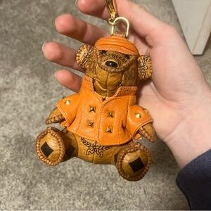 MCM Teddy Bear Bag Charm/Keychain, EUC